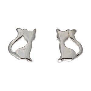 Sterling Silver Kitten Stud Earrings